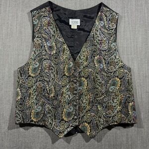 Scene Vest Mens 2XL Multicolor Paisley Tapestry Button Front Formal Party